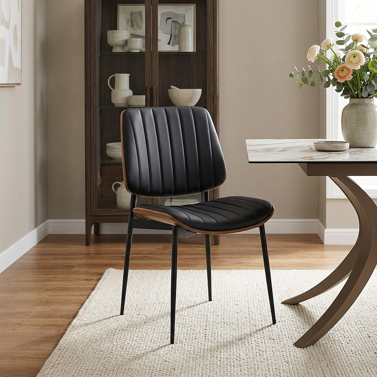 Lara Dining Chair Black & Walnut