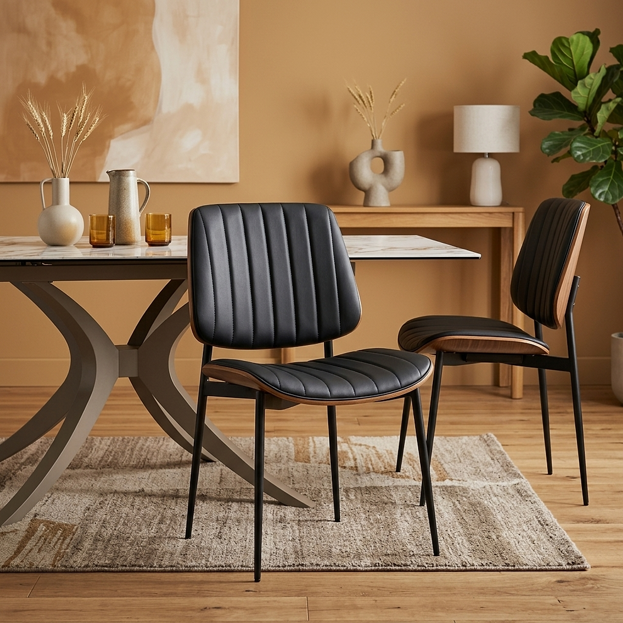 Lara Dining Chair Black & Walnut