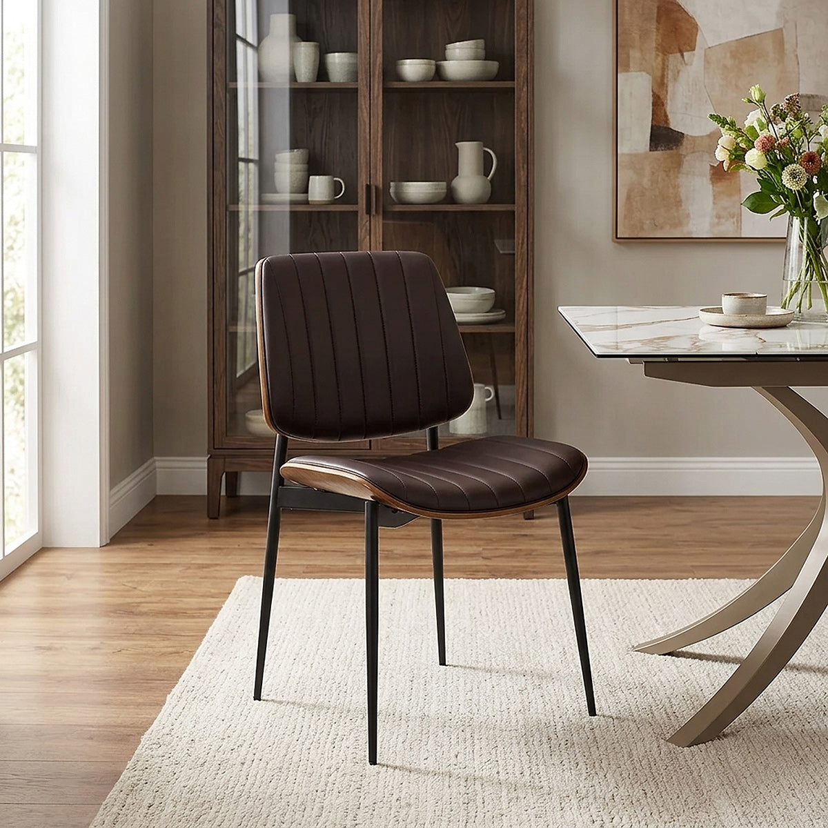 Lara Dining Chair Brown & Walnut