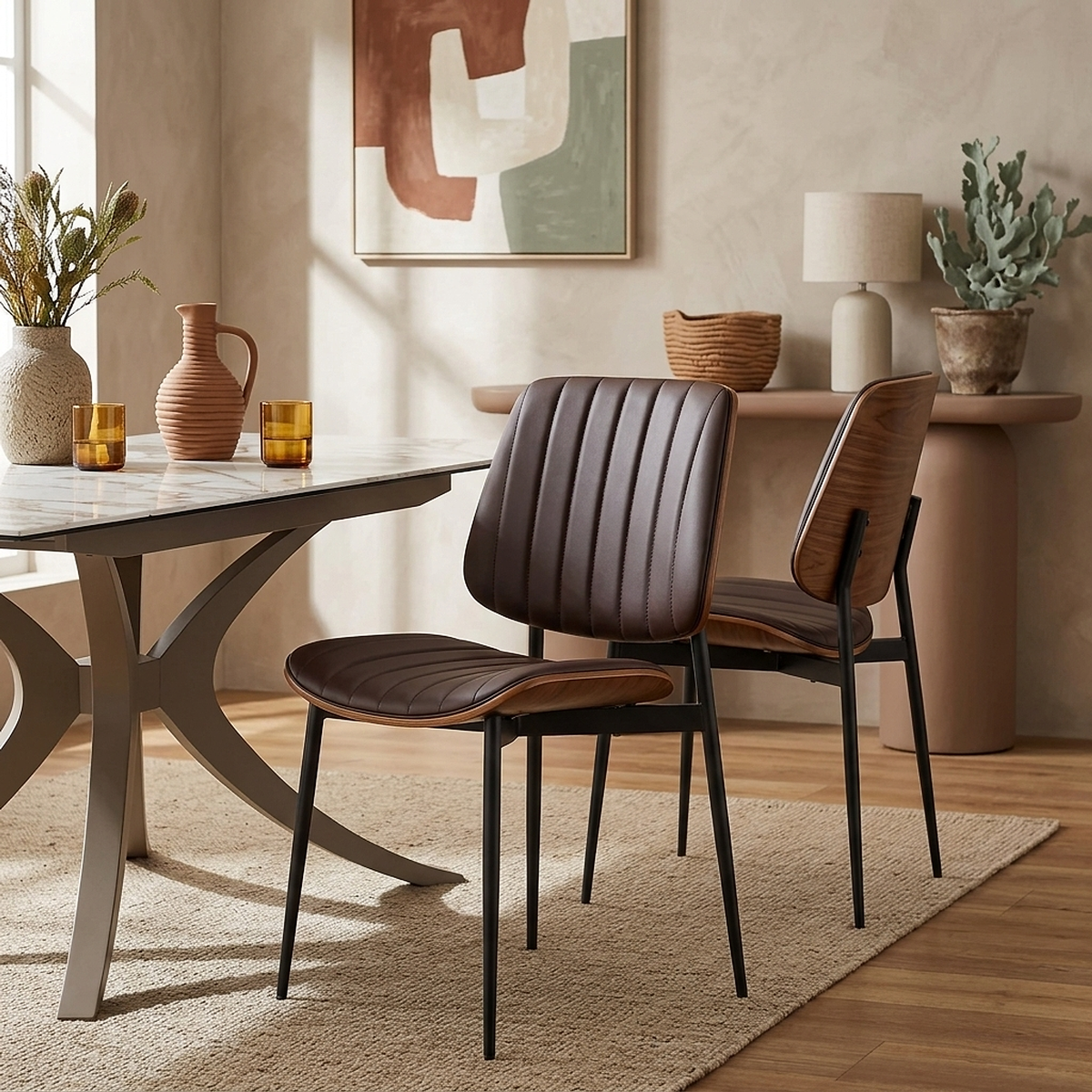 Lara Dining Chair Brown & Walnut