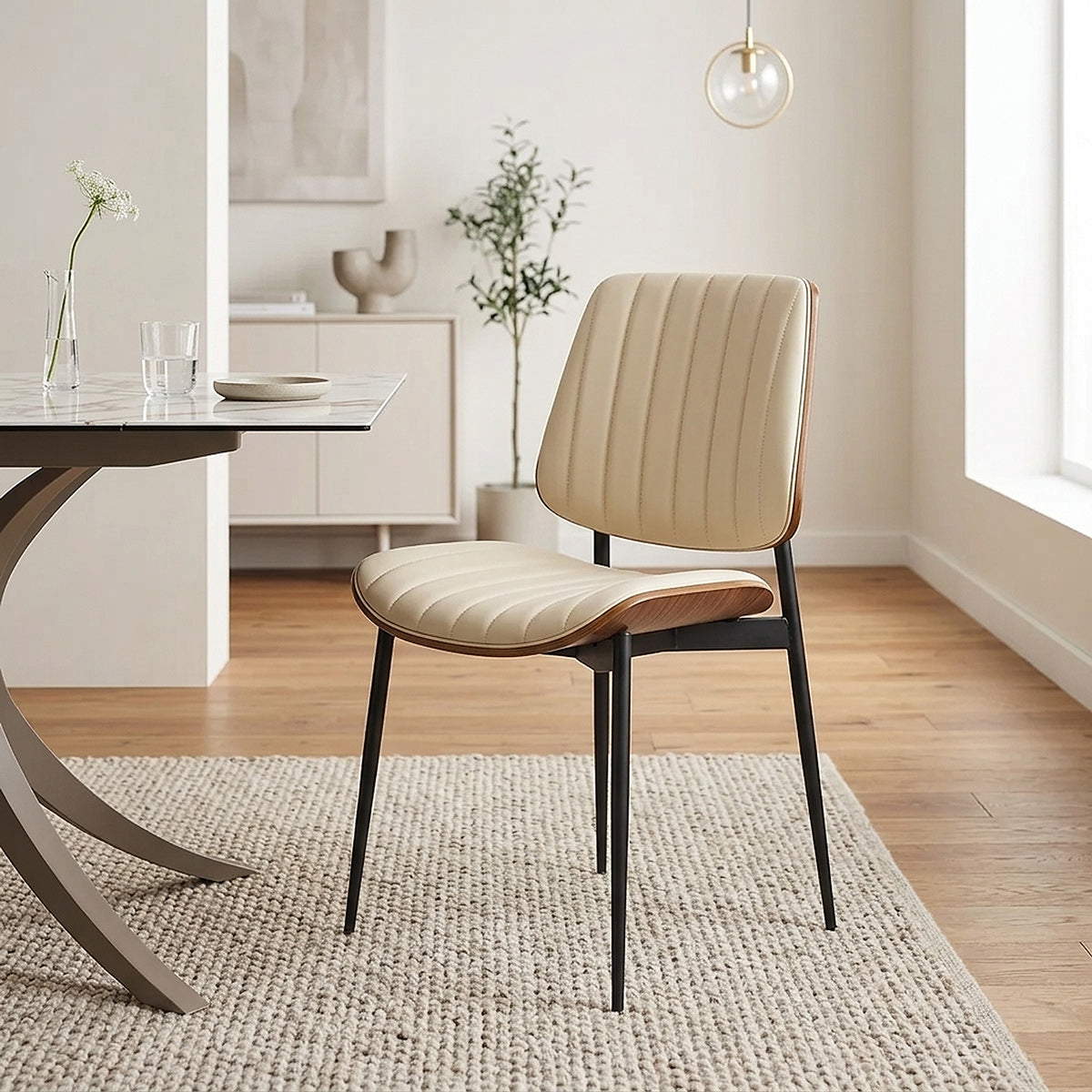 Lara Dining Chair Cream & Walnut