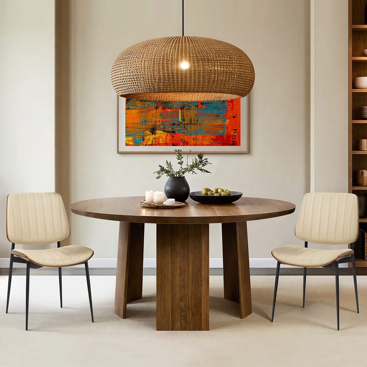 Lara Dining Chair Cream & Walnut