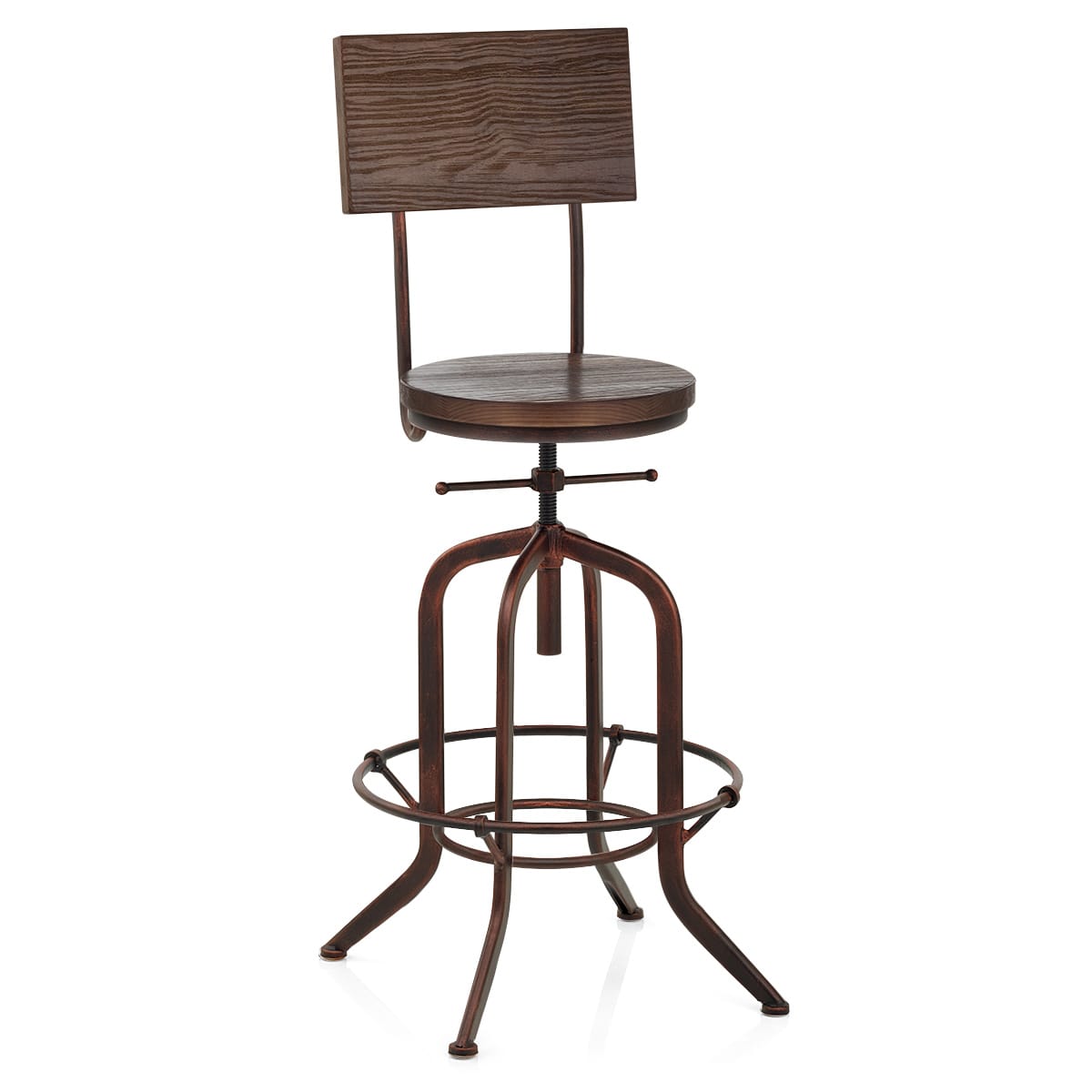 Lathe Wooden Stool Antique Copper