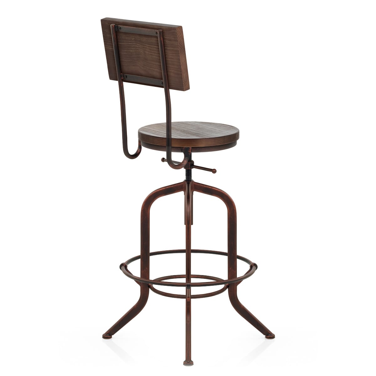 Lathe Wooden Stool Antique Copper