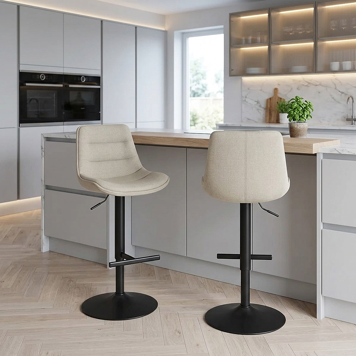 Lattice Stool Beige Fabric