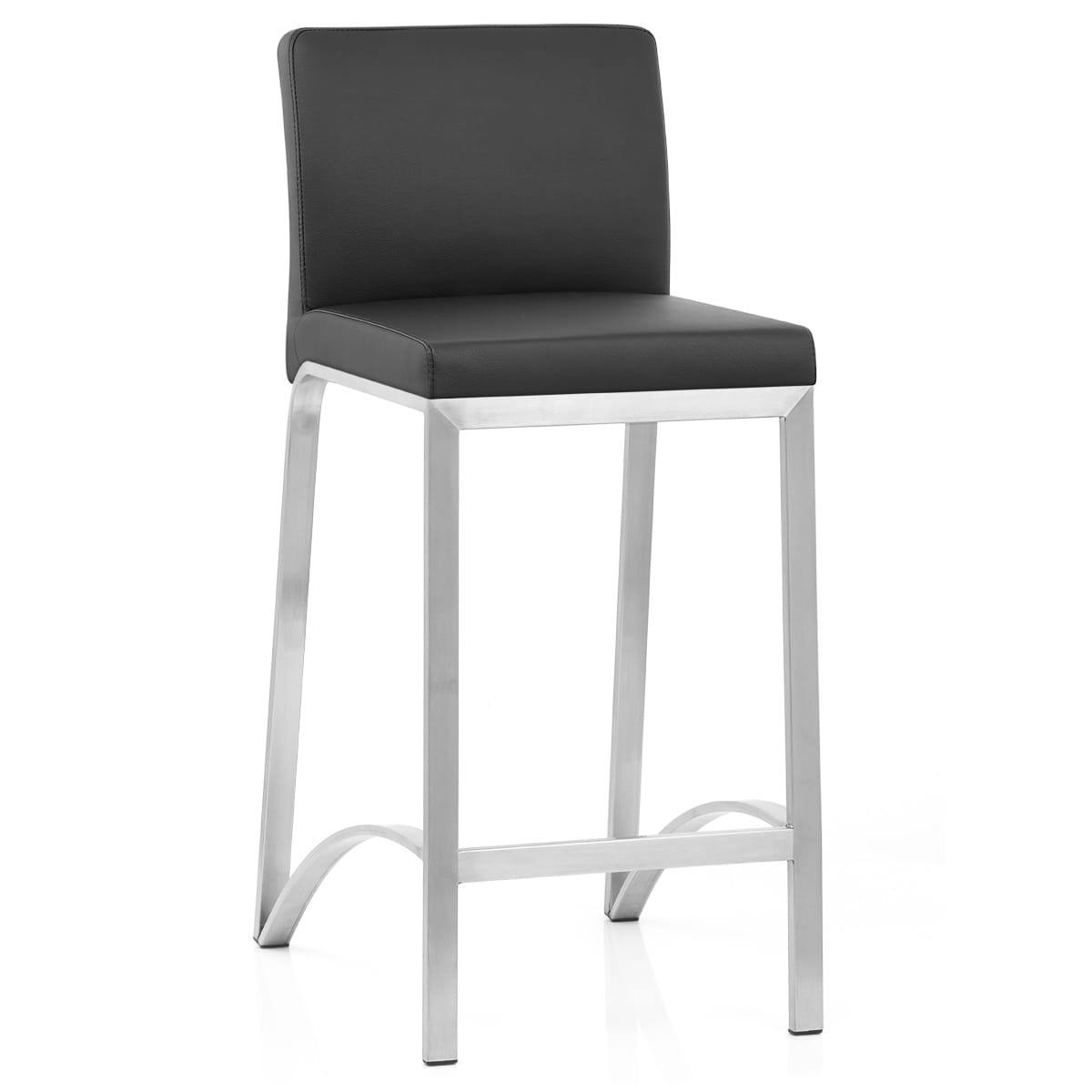 Leah Brushed Real Leather Stool Black
