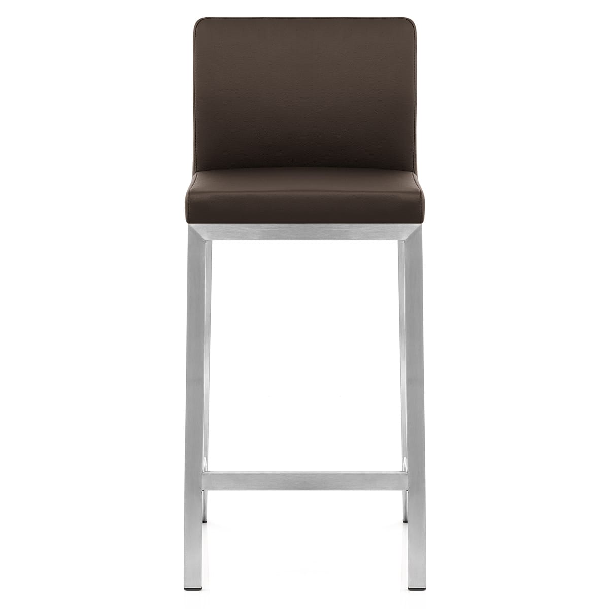 Leah Brushed Real Leather Stool Brown