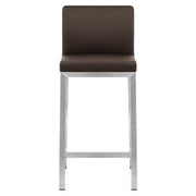 Leah Brushed Real Leather Stool Brown