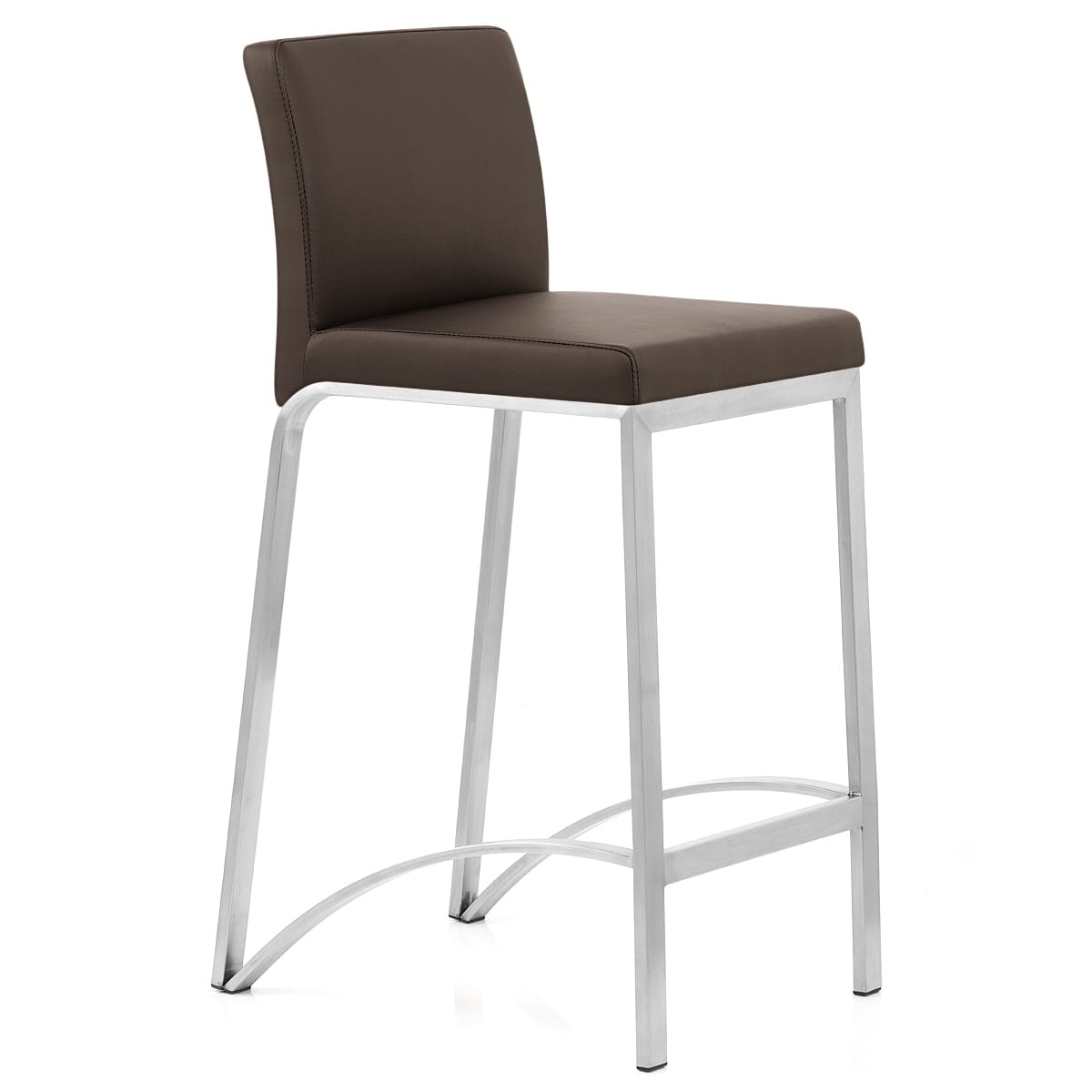 Leah Brushed Real Leather Stool Brown