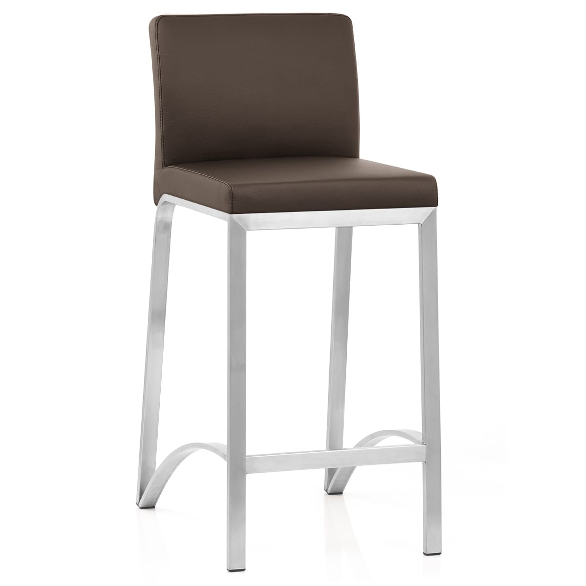 Leah Brushed Real Leather Stool Brown