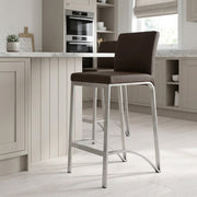 Leah Brushed Real Leather Stool Brown