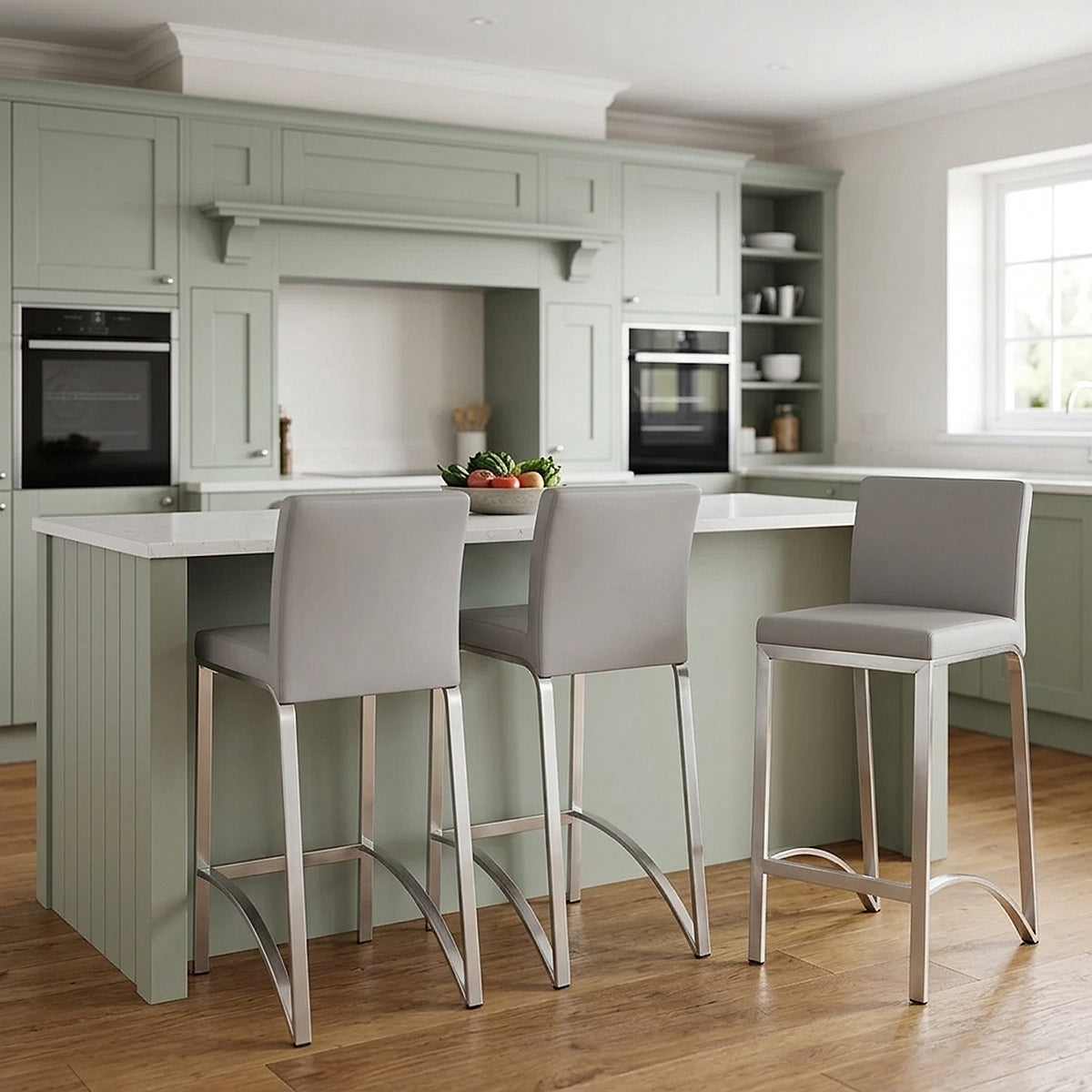 Leah Brushed Stool Grey