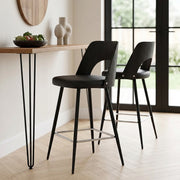 Leo Bar Stool Black Wood & Black