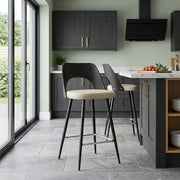 Leo Bar Stool Black Wood & Cream