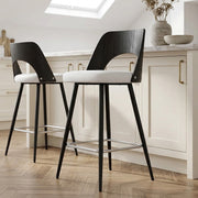 Leo Bar Stool Black Wood & White