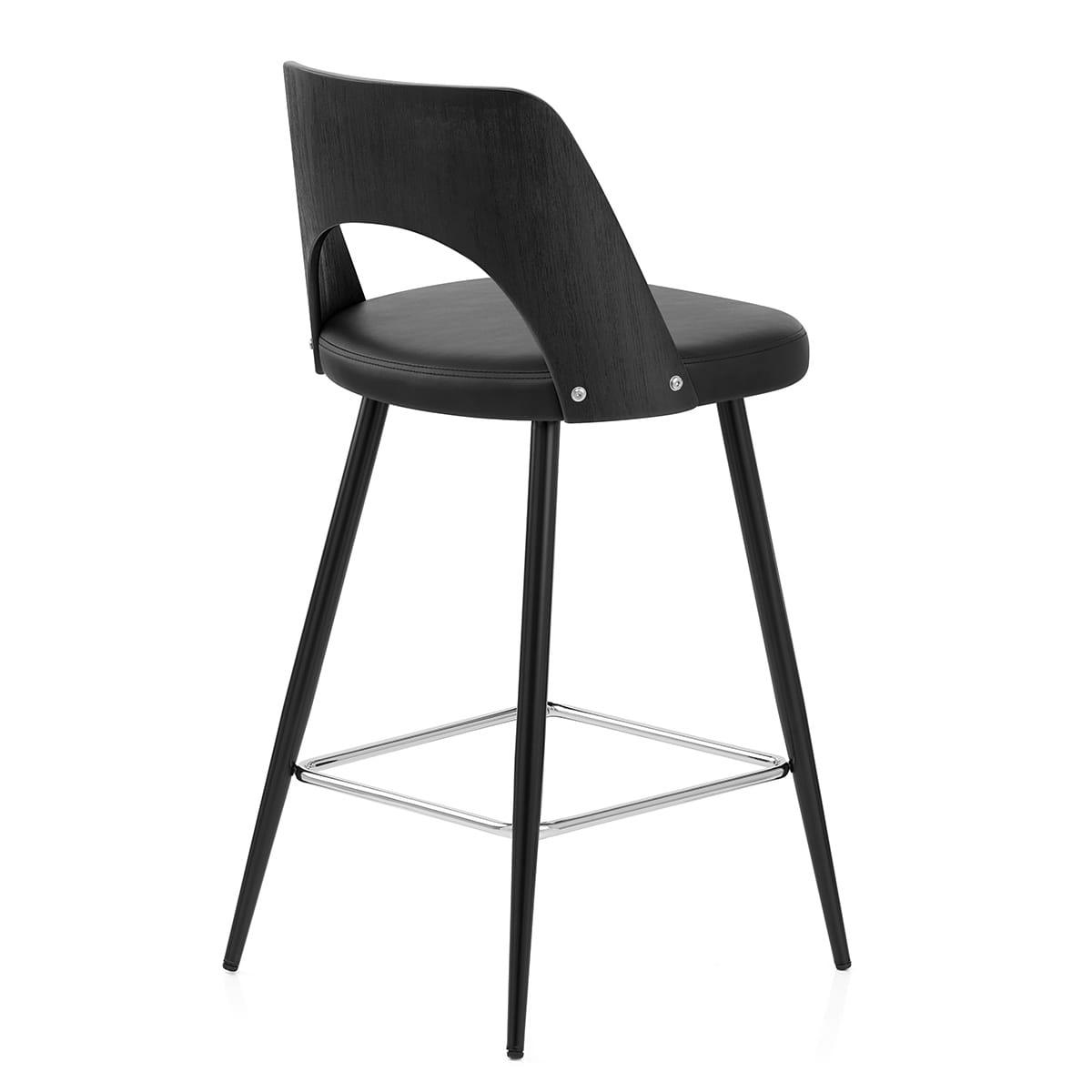 Leo Bar Stool Black Wood & Black