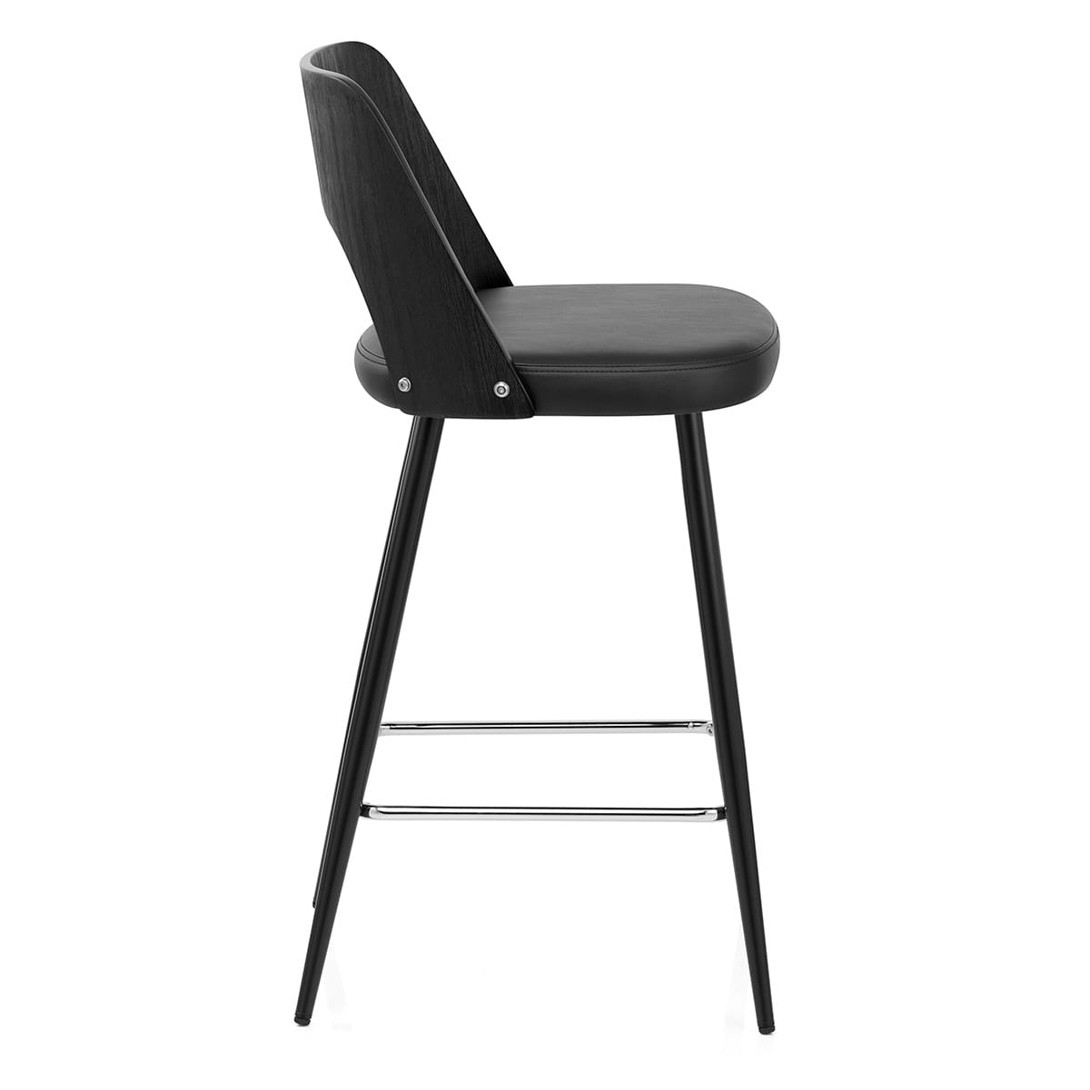 Leo Bar Stool Black Wood & Black