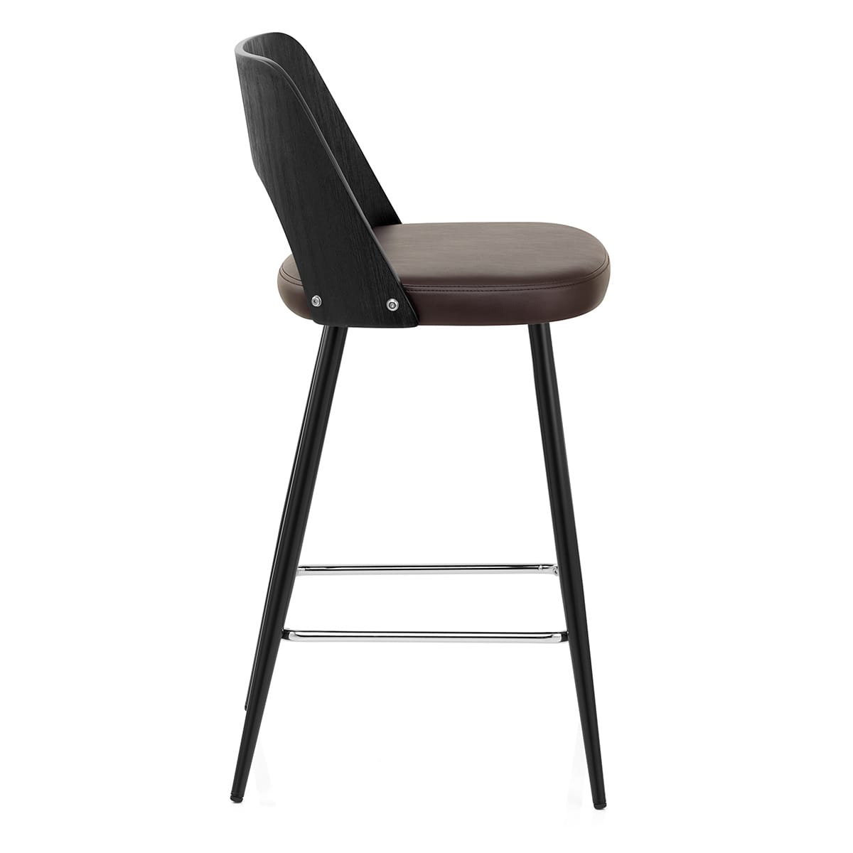 Leo Bar Stool Black Wood & Brown
