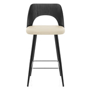 Leo Bar Stool Black Wood & Cream