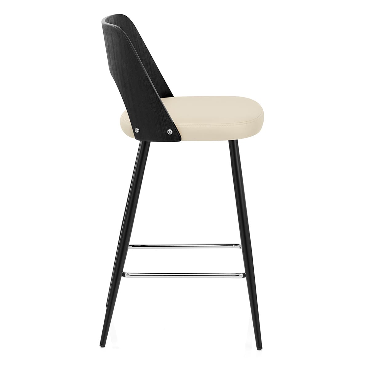 Leo Bar Stool Black Wood & Cream