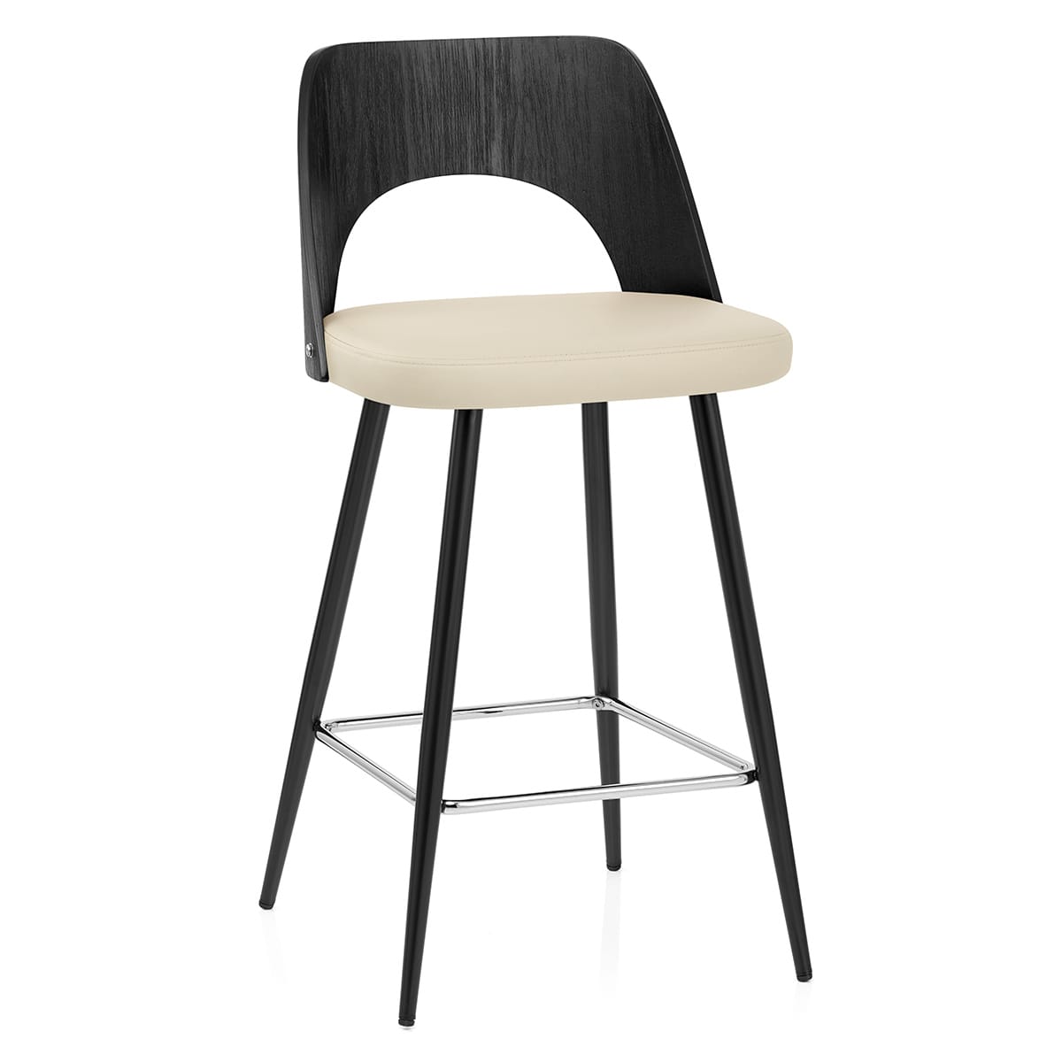 Leo Bar Stool Black Wood & Cream