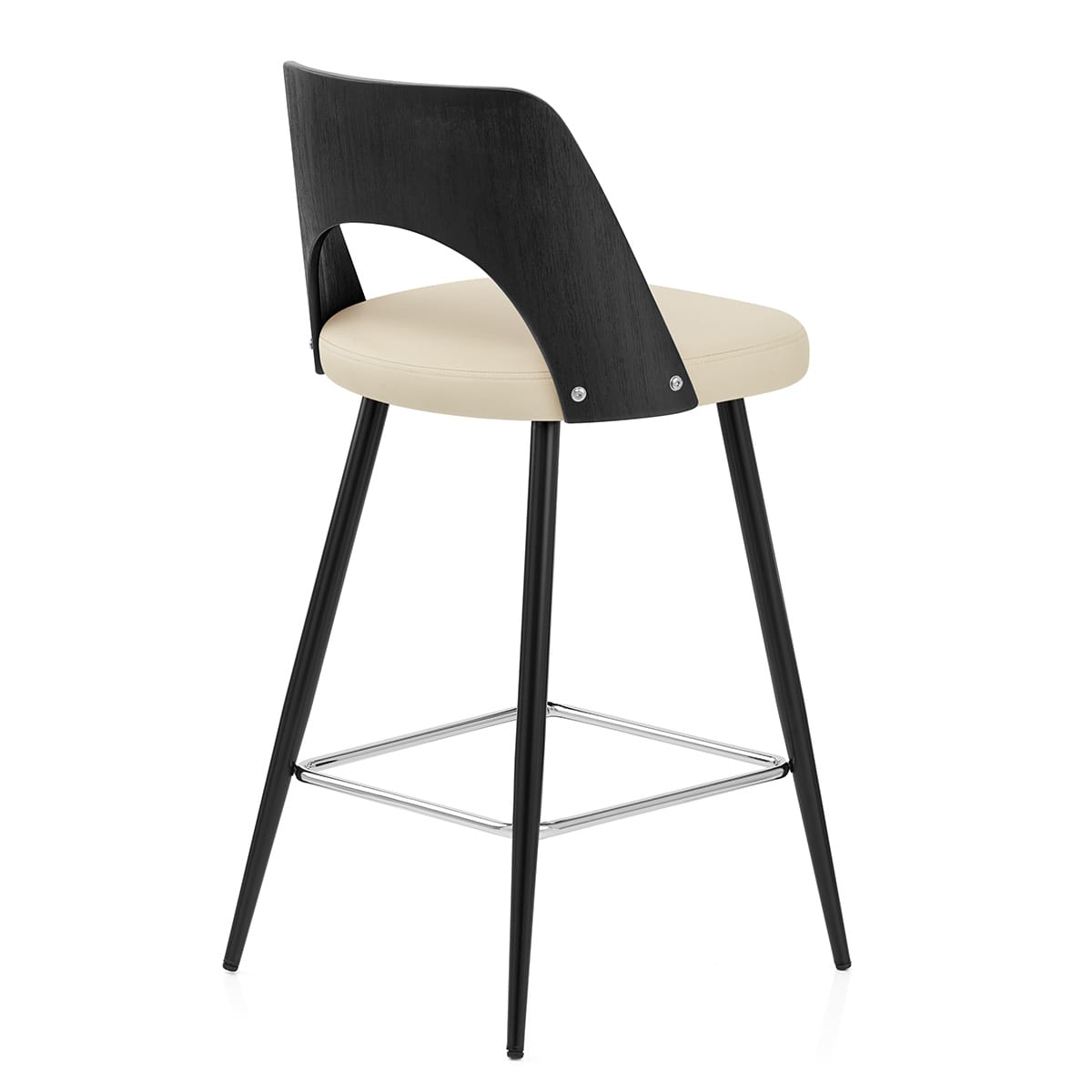 Leo Bar Stool Black Wood & Cream