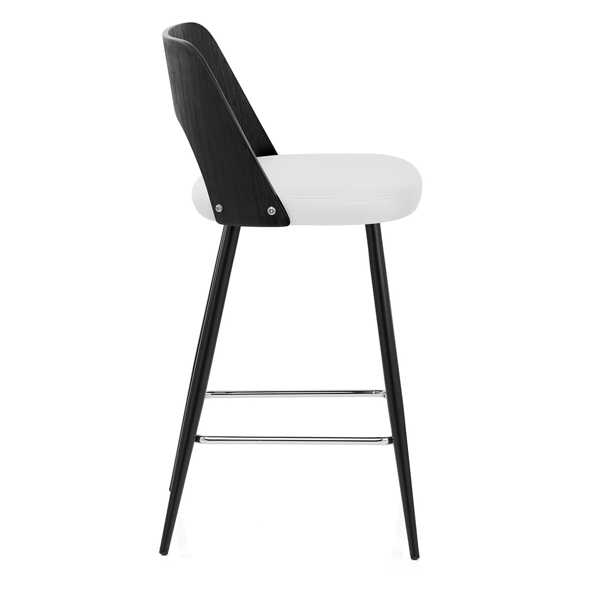 Leo Bar Stool Black Wood & White