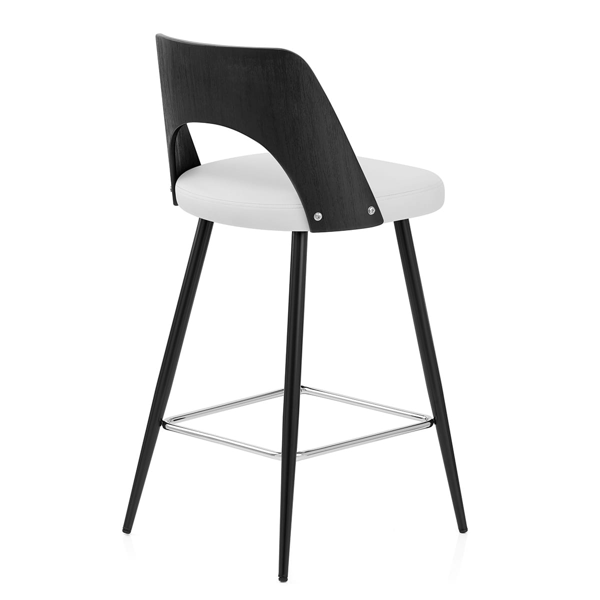 Leo Bar Stool Black Wood & White