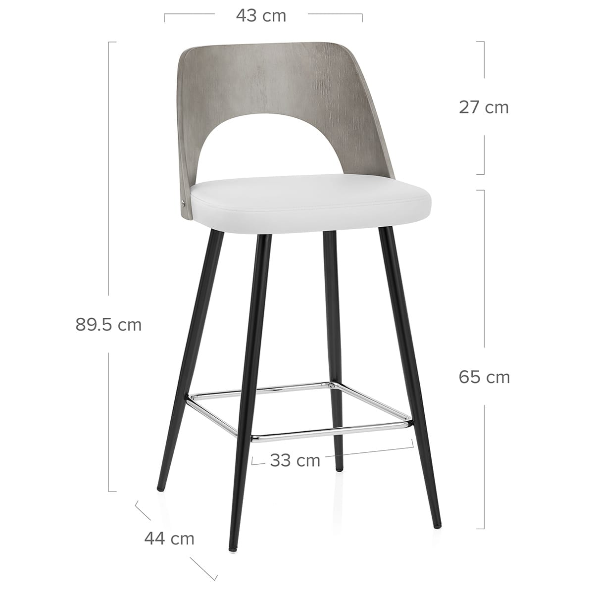 Leo Bar Stool Grey Wood & White