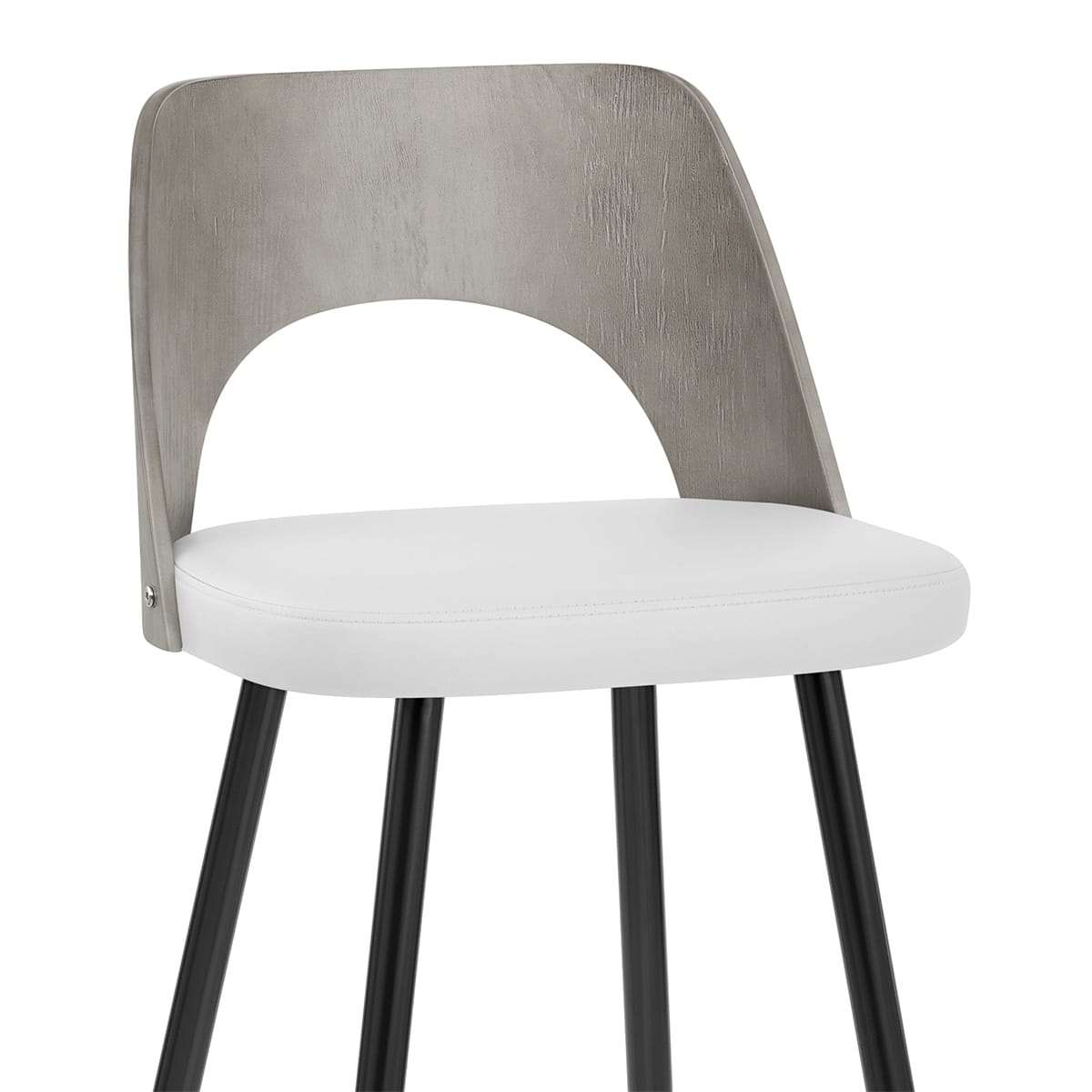 Leo Bar Stool Grey Wood & White