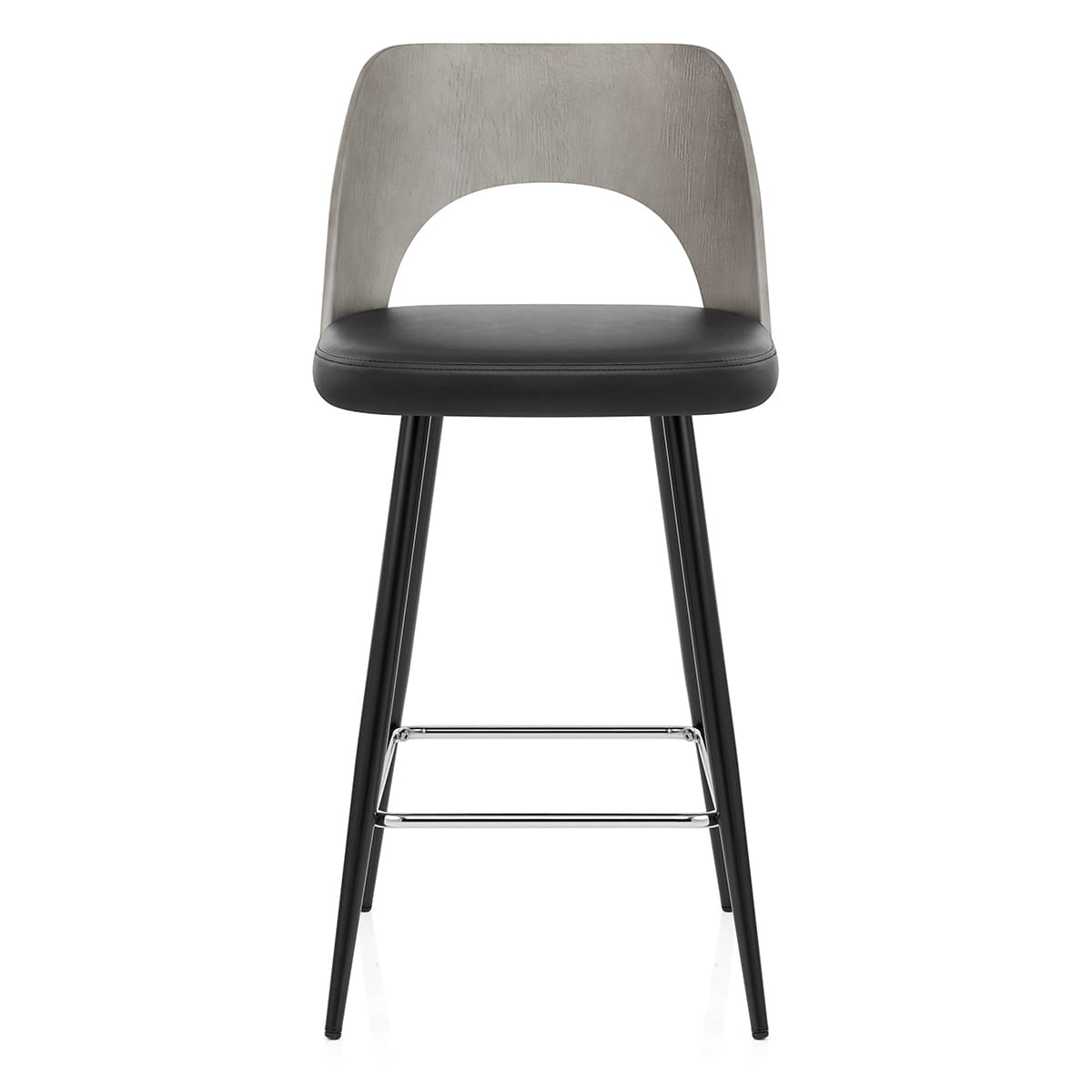 Leo Bar Stool Grey Wood & Black