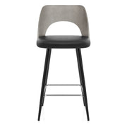 Leo Bar Stool Grey Wood & Black