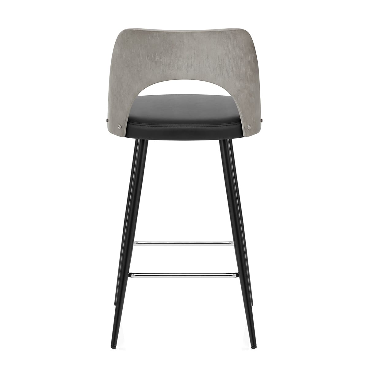 Leo Bar Stool Grey Wood & Black