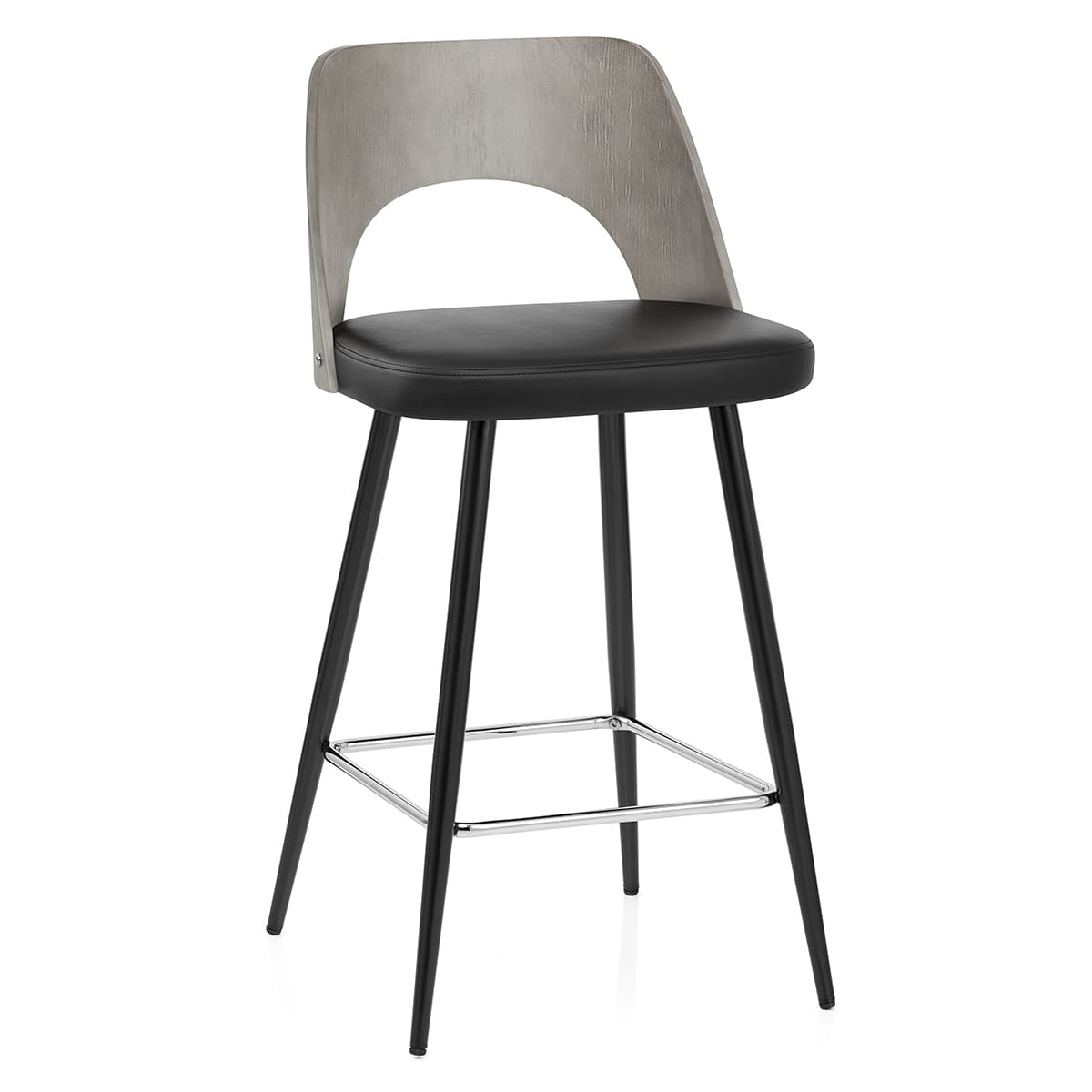 Leo Bar Stool Grey Wood & Black