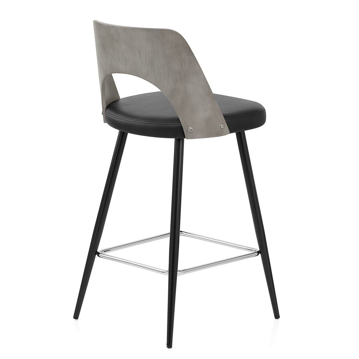 Leo Bar Stool Grey Wood & Black
