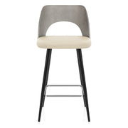 Leo Bar Stool Grey Wood & Cream
