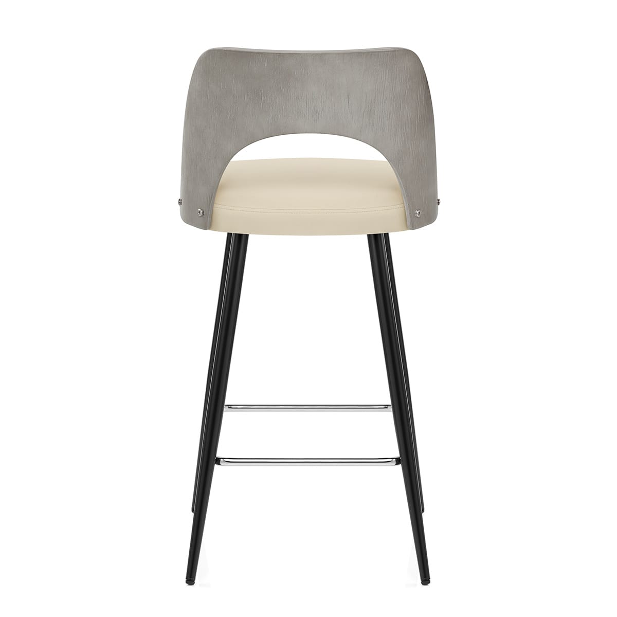 Leo Bar Stool Grey Wood & Cream