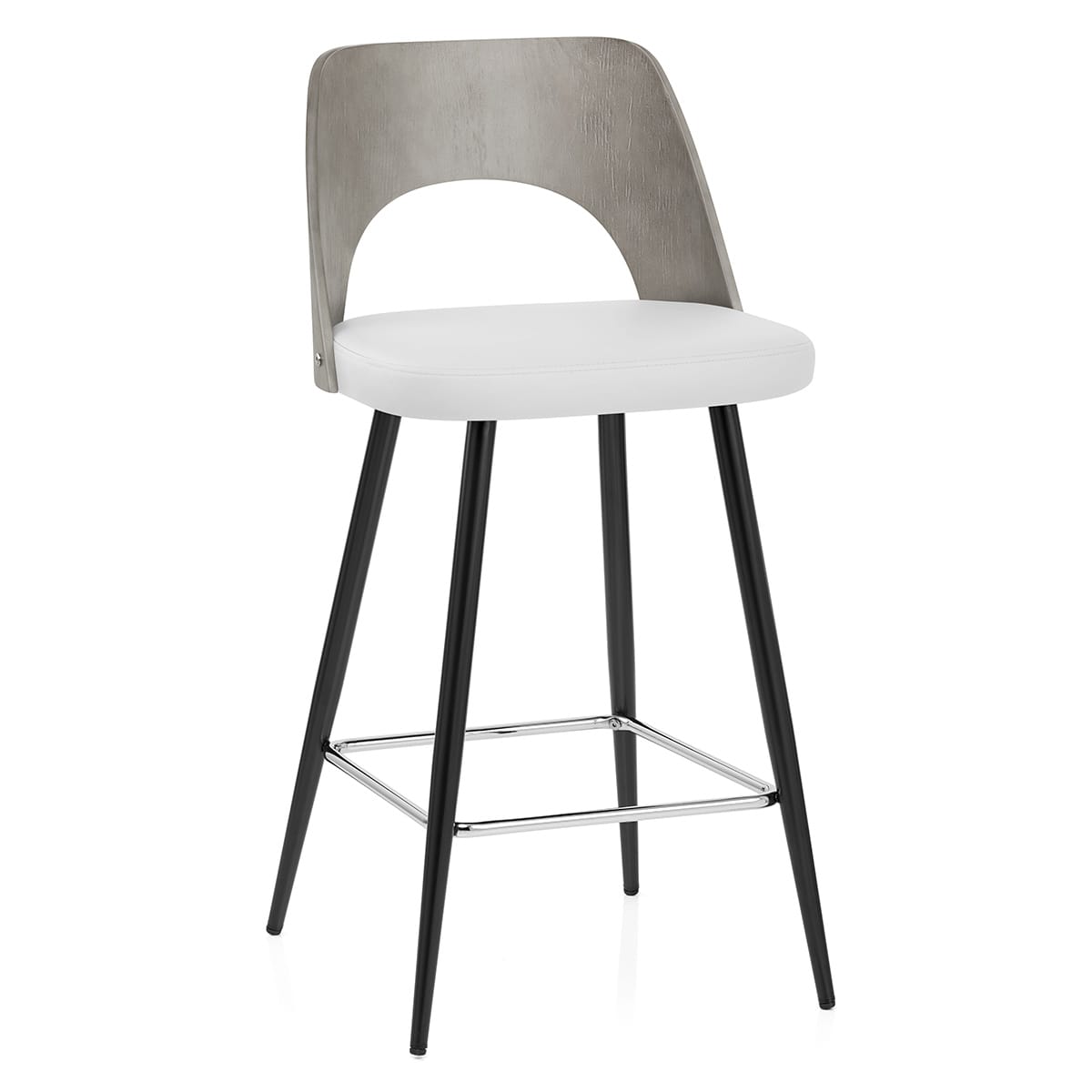 Leo Bar Stool Grey Wood & White