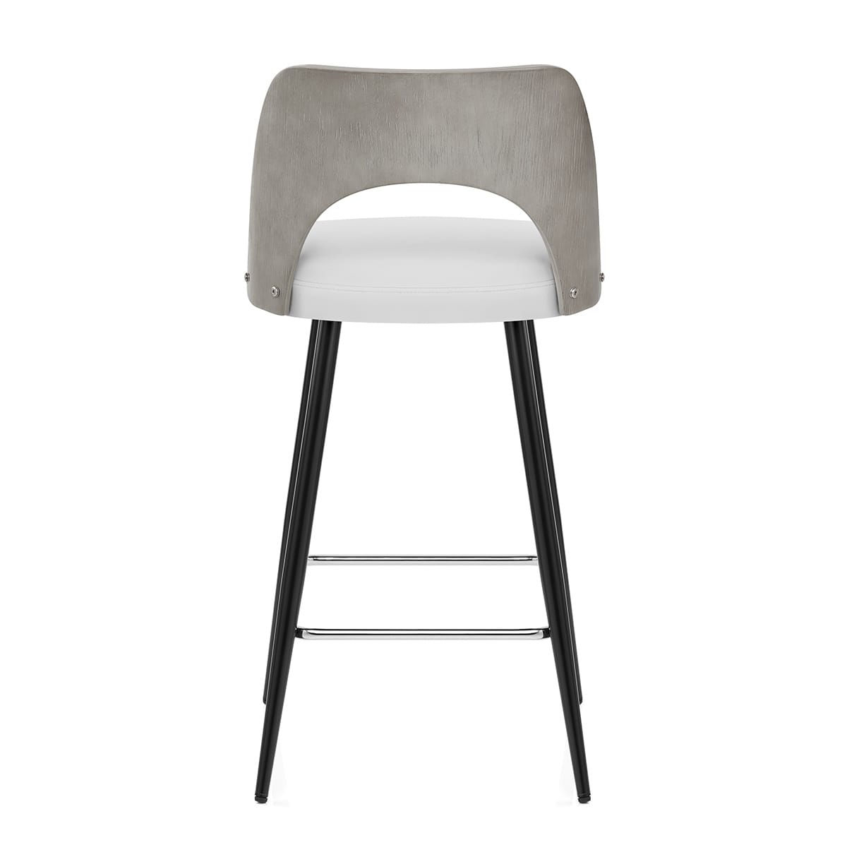 Leo Bar Stool Grey Wood & White