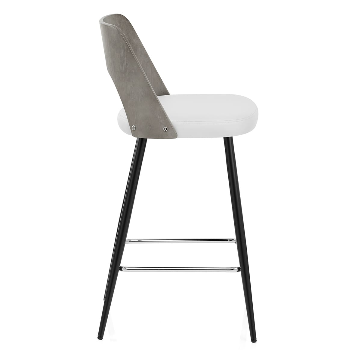 Leo Bar Stool Grey Wood & White
