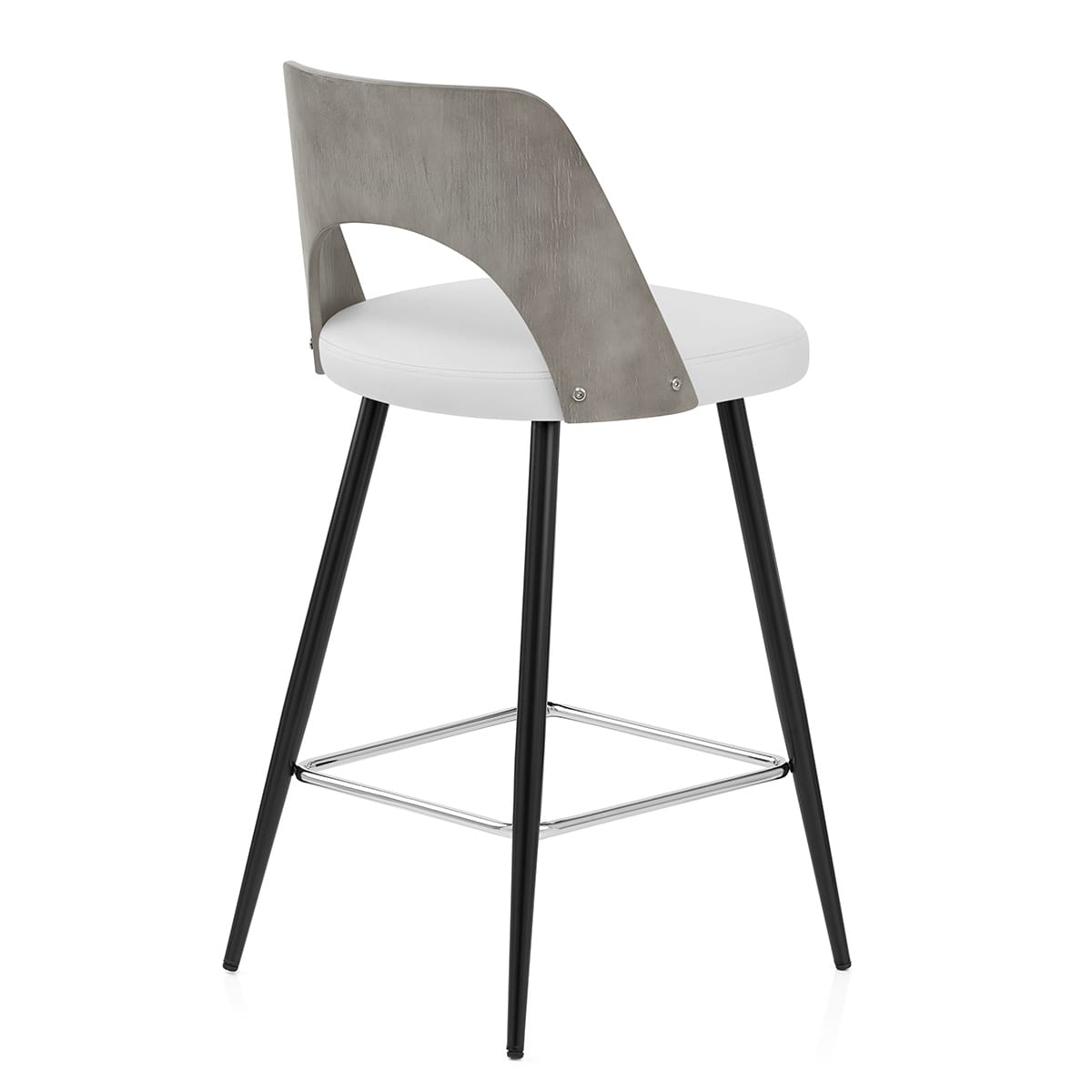 Leo Bar Stool Grey Wood & White