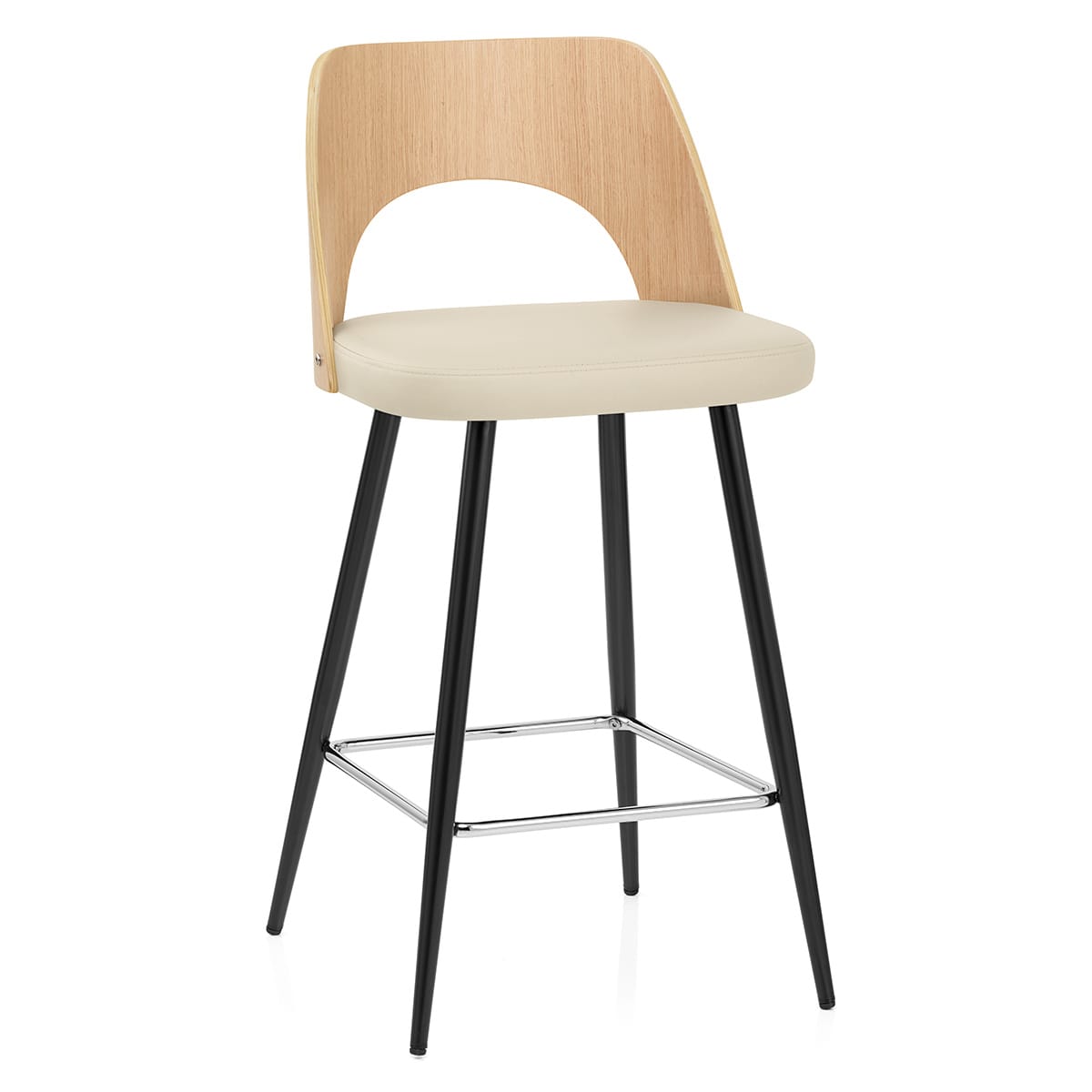 Leo Bar Stool Oak & Cream