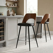 Leo Bar Stool Walnut & Black
