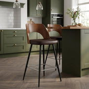 Leo Bar Stool Walnut & Brown