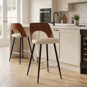 Leo Bar Stool Walnut & Cream