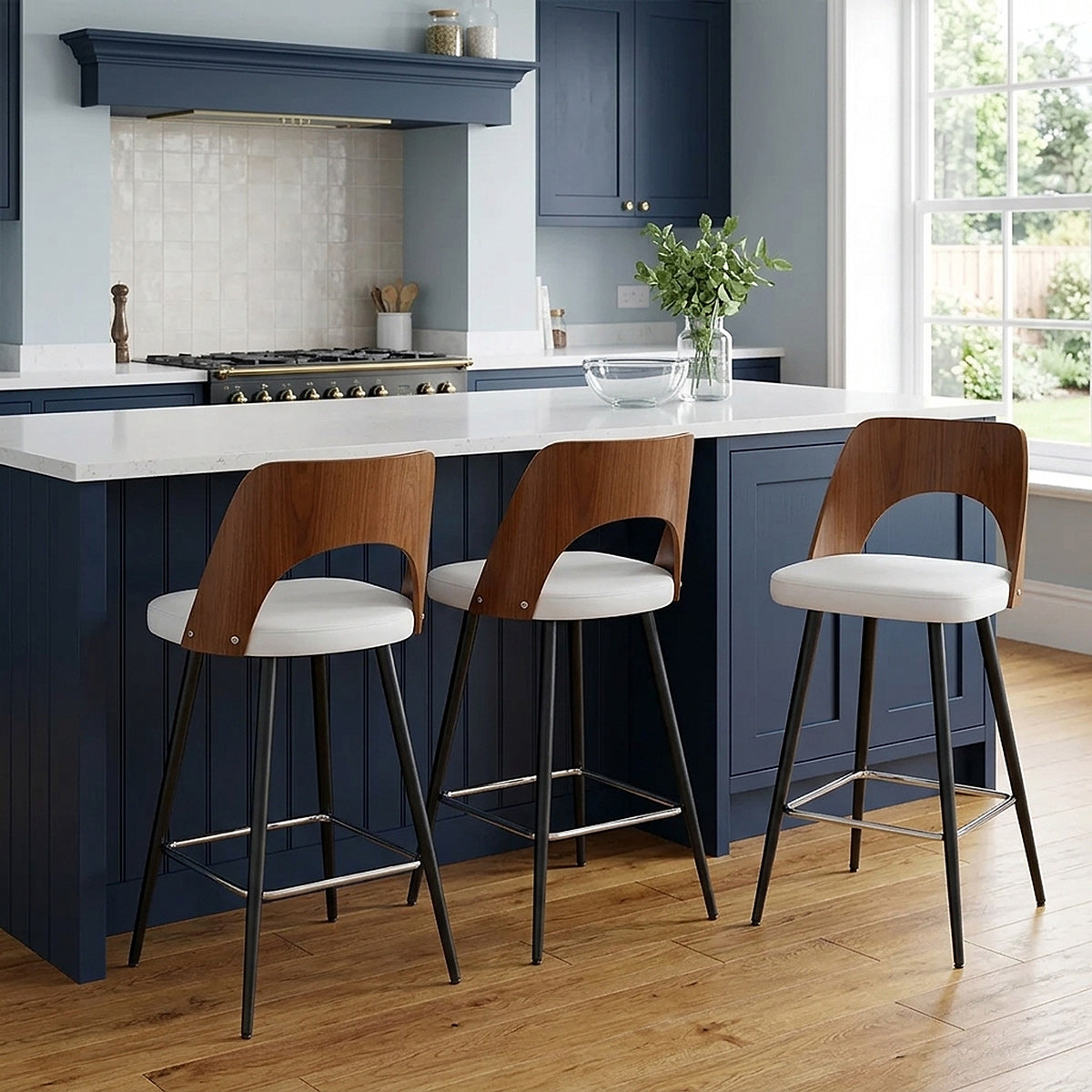 Leo Bar Stool Walnut & White