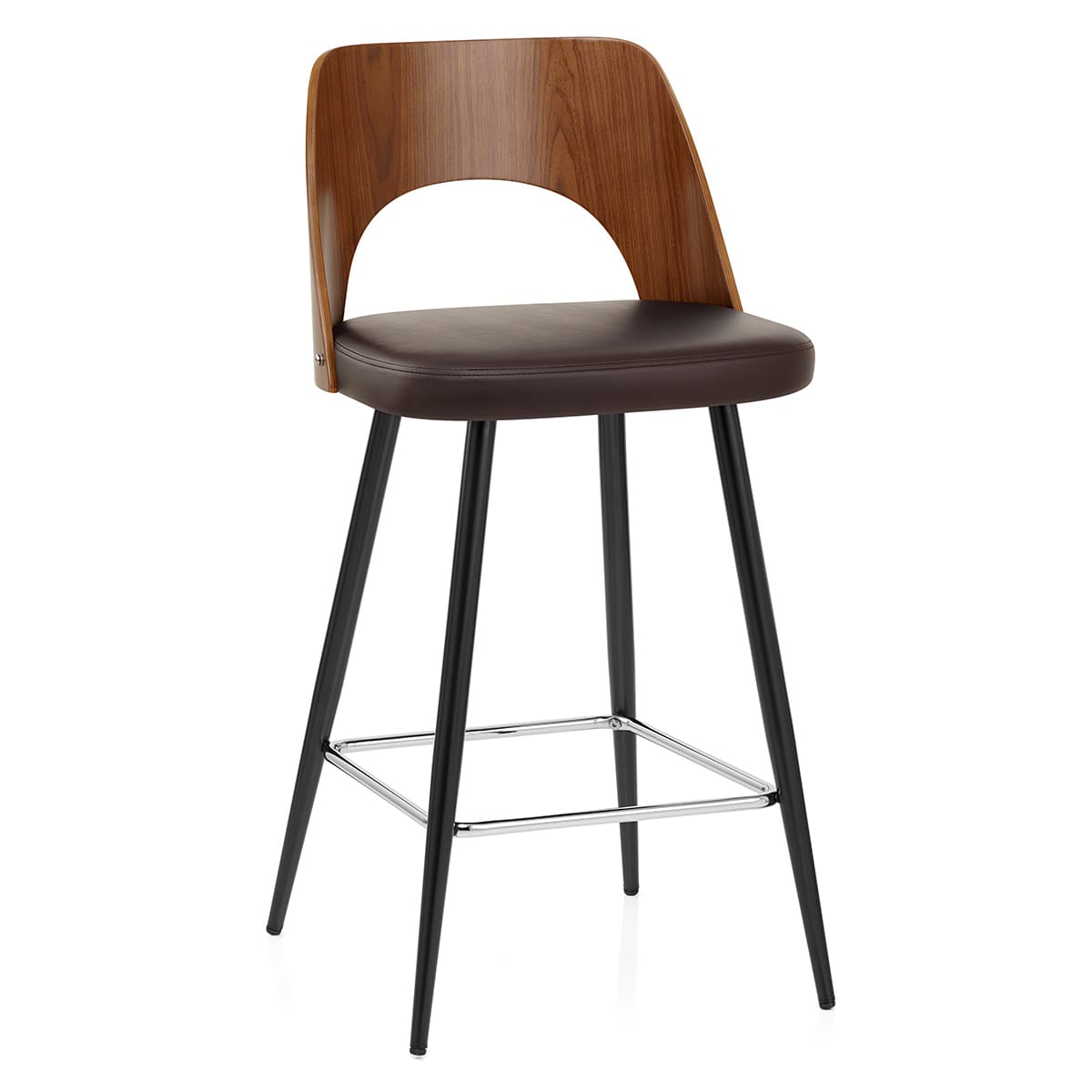 Leo Bar Stool Walnut & Brown