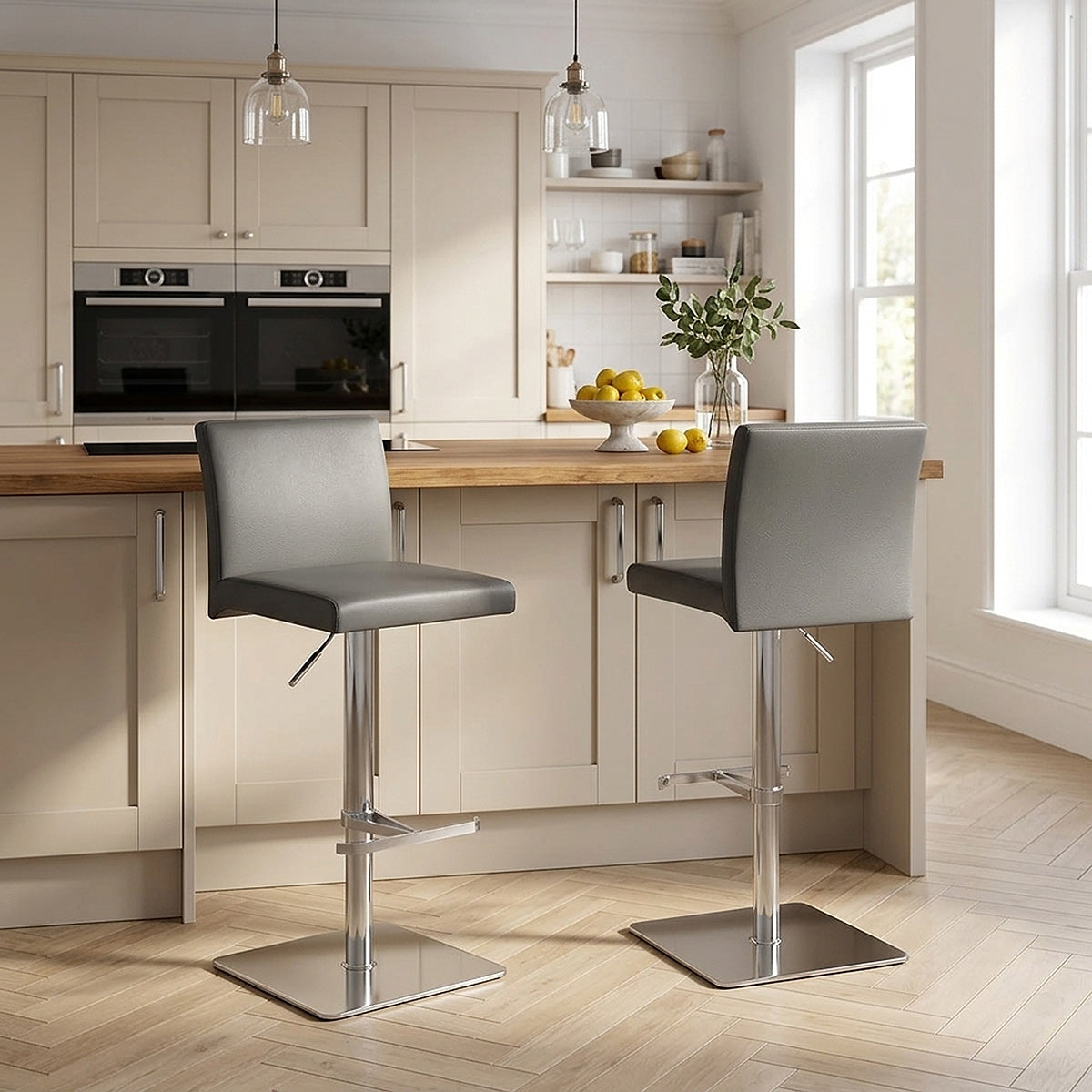 Lexi Brushed Steel Stool Grey