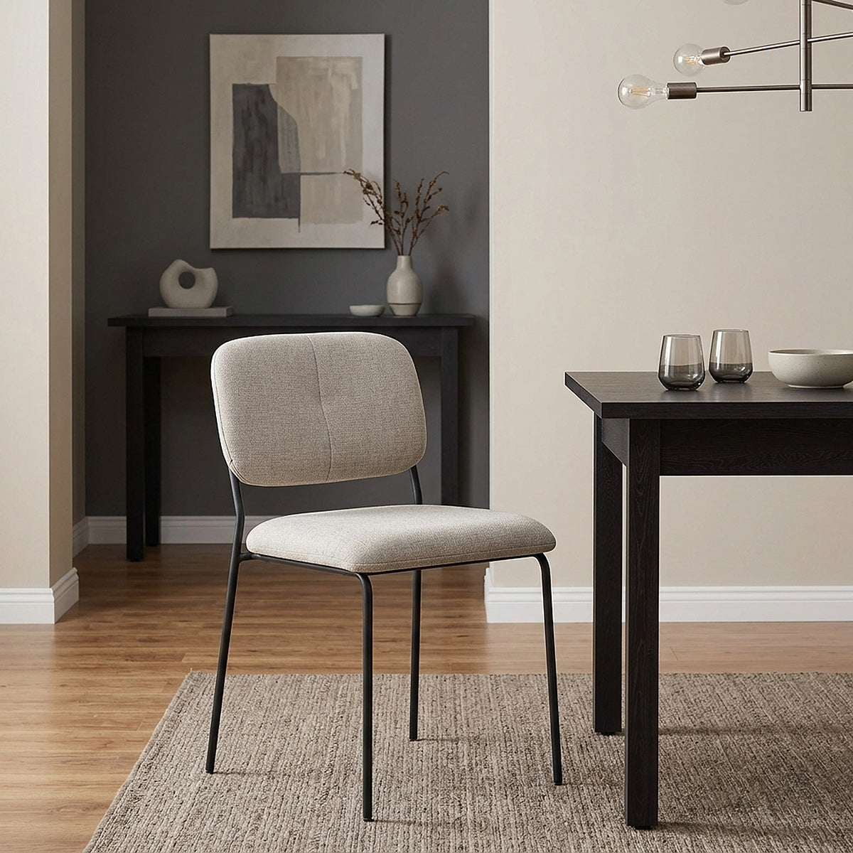 Lila Stackable Dining Chair Beige Fabric
