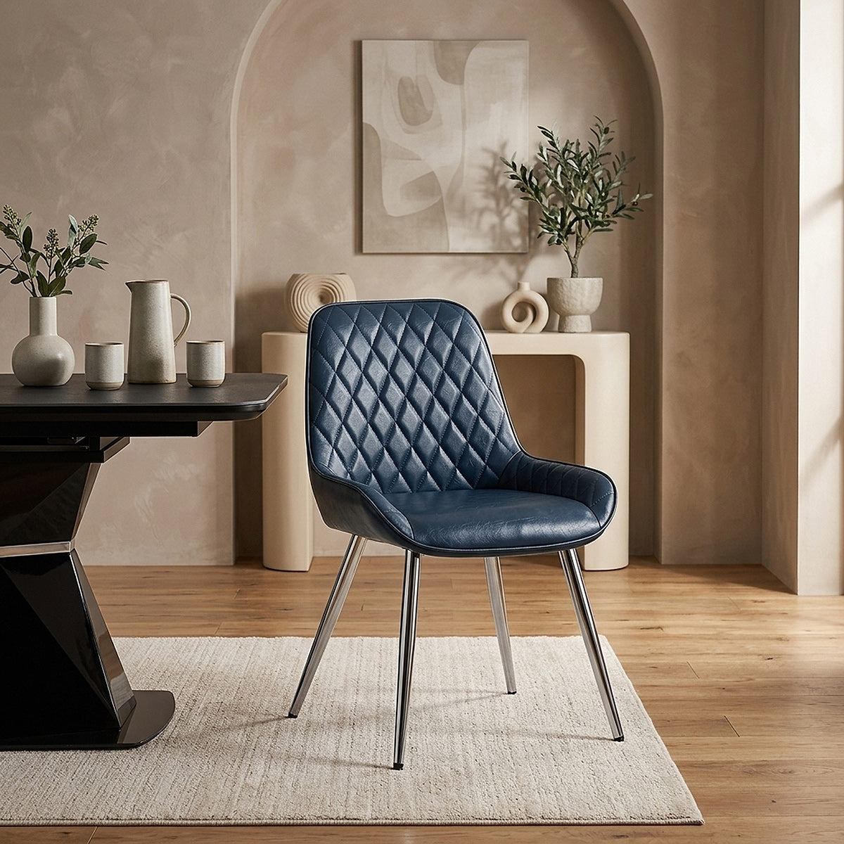 Lincoln Chrome Chair Antique Blue
